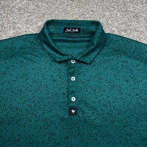 Bad Birdie Mens XL Green Abstract Speckle Short Sleeve Golf Polo Shirt Splatter